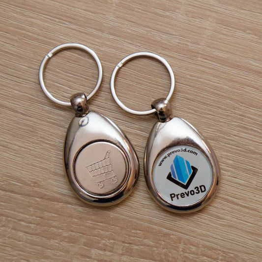 Custom Logo or Photo Keychain with Euro Shopping Cart Coin
