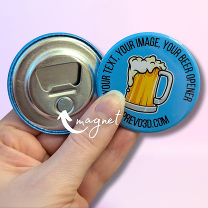 Personalisierter magnetischer Flaschenöffner | Dein Foto, Text oder Logo | 6cm