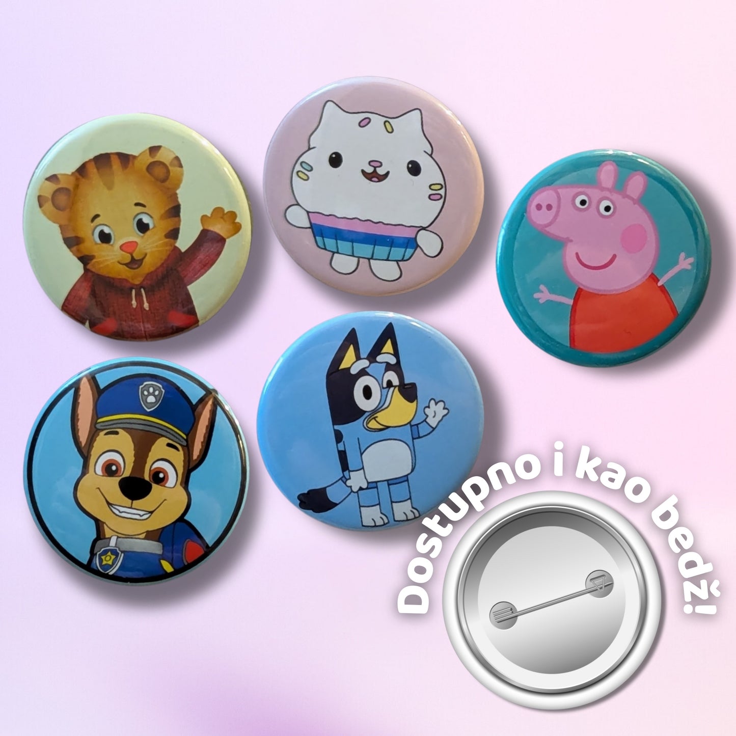 Personalizirani dječji magnet ili bedž s omiljenim crtanim junacima | 4cm