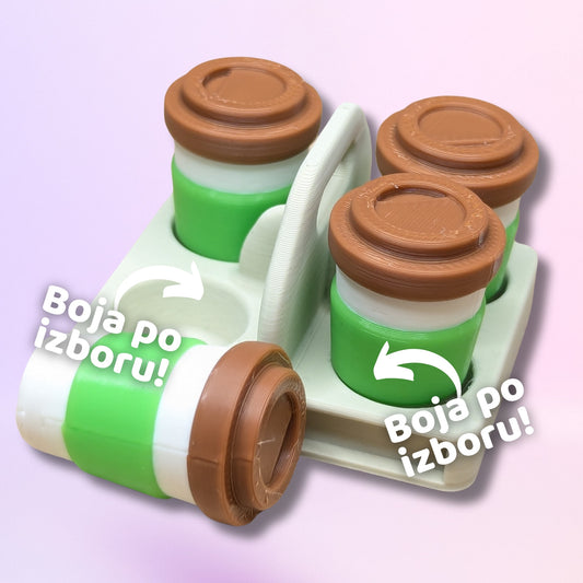 Mini magneti za hladnjak u obliku šalica za kavu, set od 5 komada | Uključuje magnetski pladanj