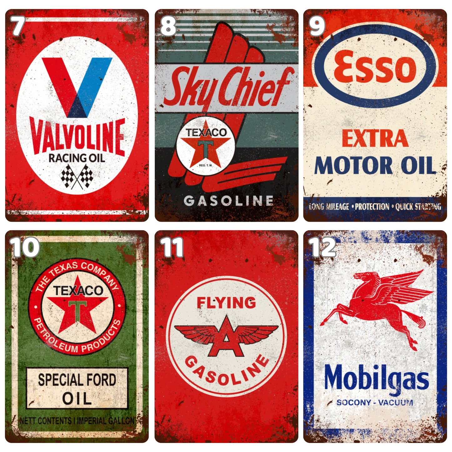 Retro magneti za hladnjak s markama motornih ulja i goriva | 8x5 cm