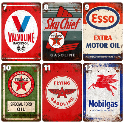 Retro magneti za hladnjak s markama motornih ulja i goriva | 8x5 cm