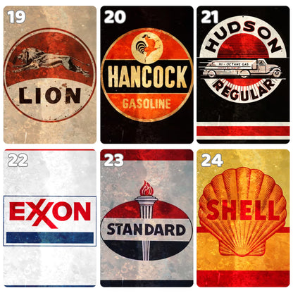 Retro magneti za hladnjak s markama motornih ulja i goriva | 8x5 cm