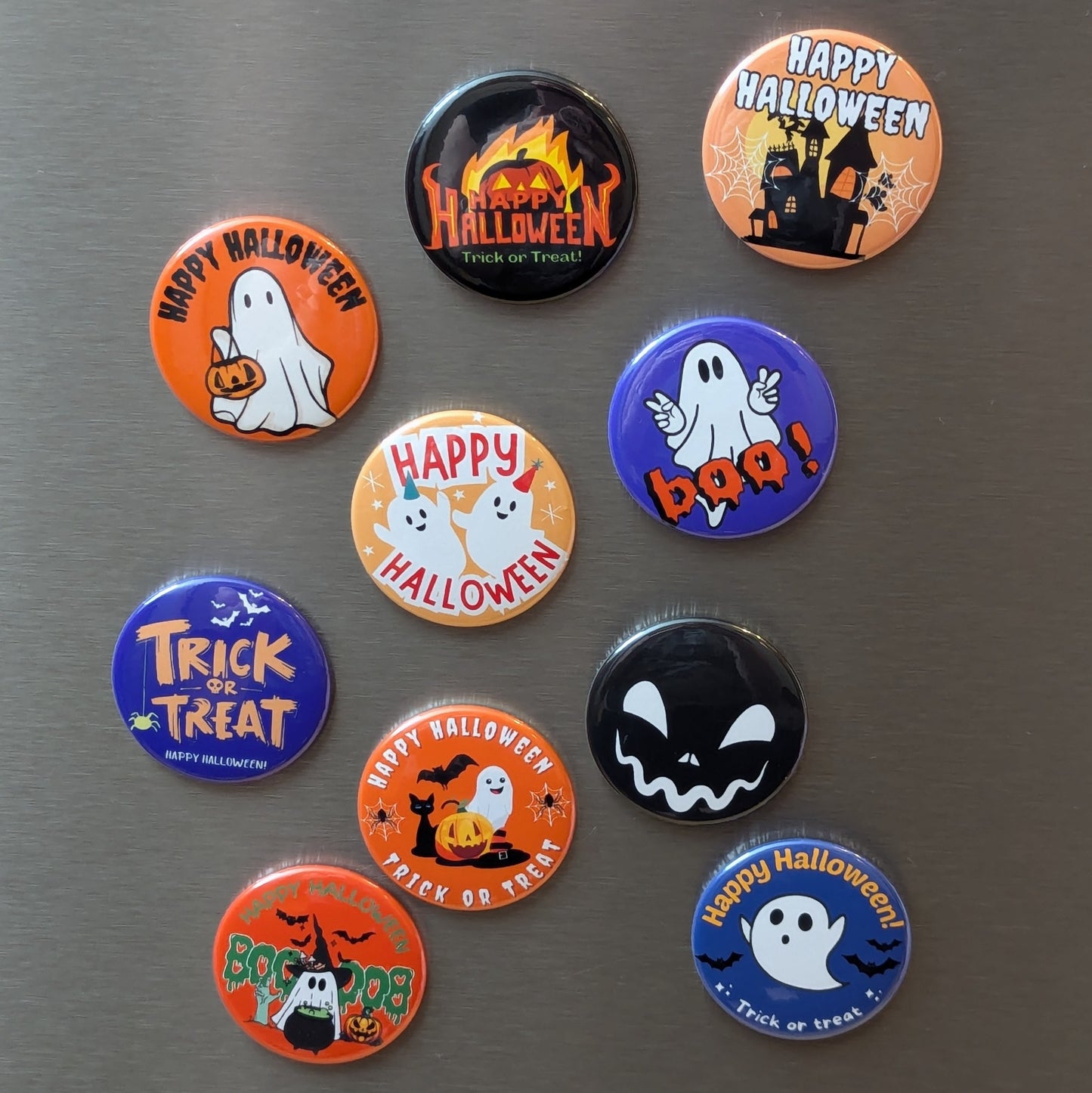 Halloween-Kühlschrankmagnete oder Ansteck-Buttons | Gruselige Designs | 4cm