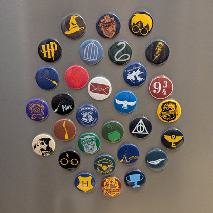 Harry Potter Kühlschrankmagnete oder Ansteck-Buttons | Magische Designs | 4cm