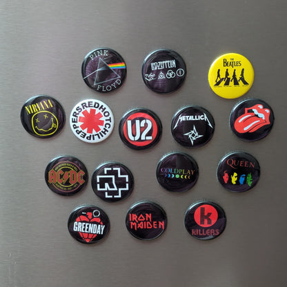 Magnet ili bedž s motivima glazbenih sastava | Rock, metal i retro stil | 4cm