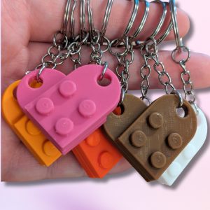 Building Blocks Partner, Lovers, Friends, Couples Heart Keychain – Pack of 2