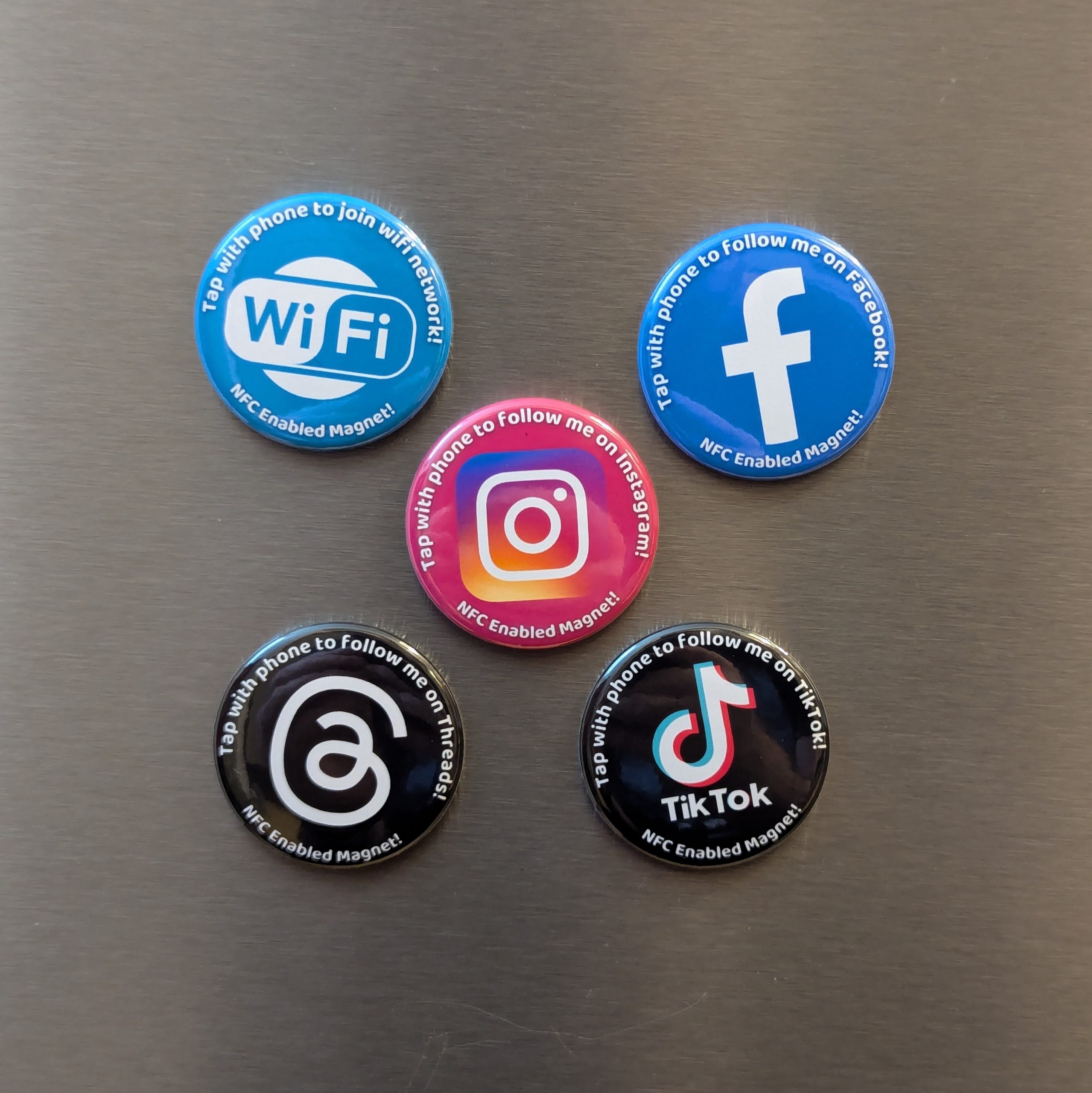 NFC-Enabled Social Network Fridge Magnets or Pin Buttons | Γ38mm (1.5") - Image 2
