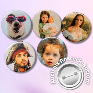 Individueller runder Magnet oder Ansteck-Button mit DEINEM Foto | Ø 38 mm